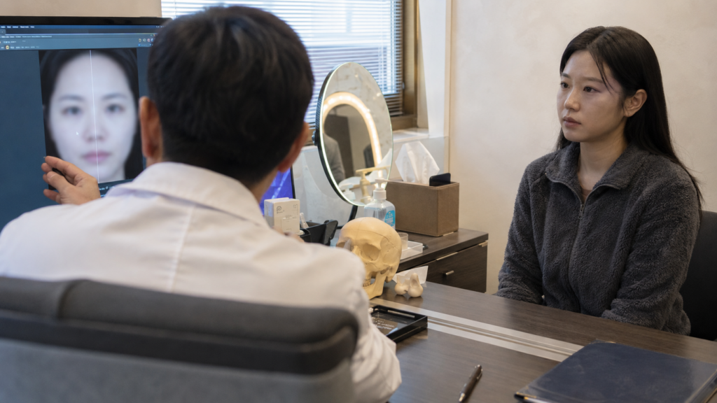 JW정원성형외과 성형외과 전문의가 재수술 상담을 진행하는 모습